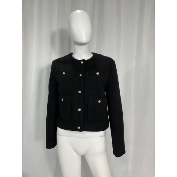 J.Crew Collection Black Cropped 'Lady' Wool Blend Jacket Size 6 - Picture 2 of 5
